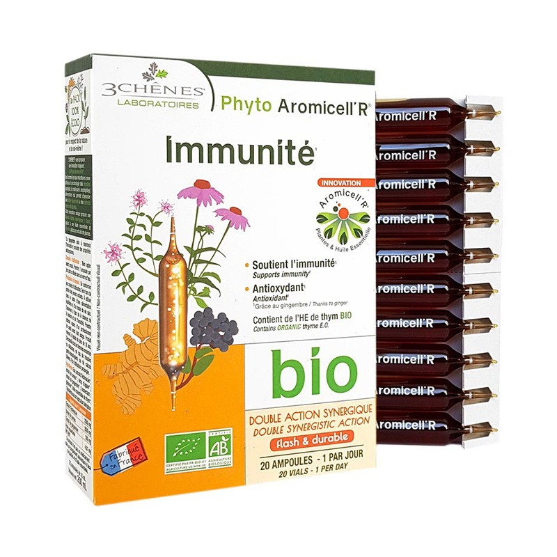 3 CHENES PHYTO AROMCELL'R IMMUNITE BIO 20 AMPOULES
