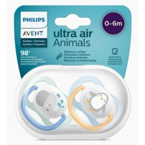 AVENT 2 SUCETTES 0-6M BOY ANIMALS SCF80/05