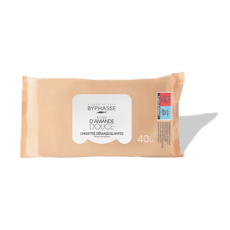 BYPHASSE LINGETTES DEMAQUILLANTES AMANDE DOUCE BT/40
