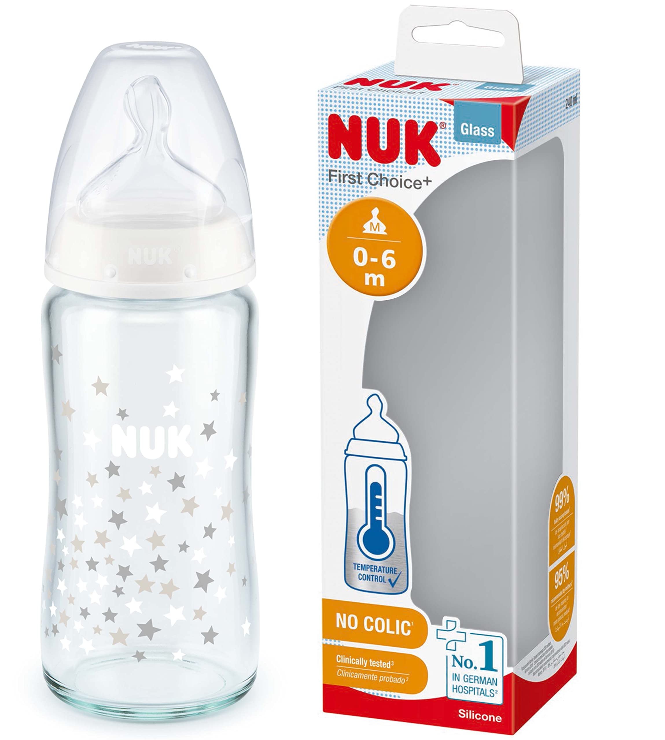 NUK BIBERON EN VERRE FIRST CHOICE 0-6 MOIS 240ML