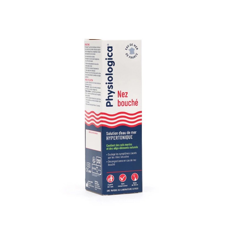 PHYSIOLOGICA NEZ BOUCHÉ SOLUTION D'EAU DE MER HYPERTONIQUE SPRAY 100ML