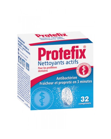 PROTEFIX NETTOYANTS ACTIFS POUR PROTHESES DENTAIRES 32 COMPRIMES