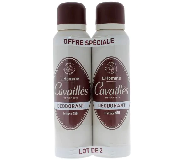 Déodorant fraîcheur 48h homme Rogé Cavaillès - lot de 2 sprays de 150ml