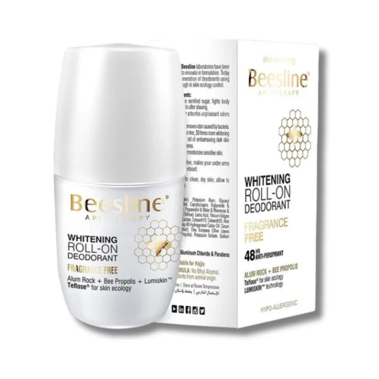 BEESLINE Déodorant Roll-On Éclaircissant Sans Parfum 4-en-1 – 50 ml